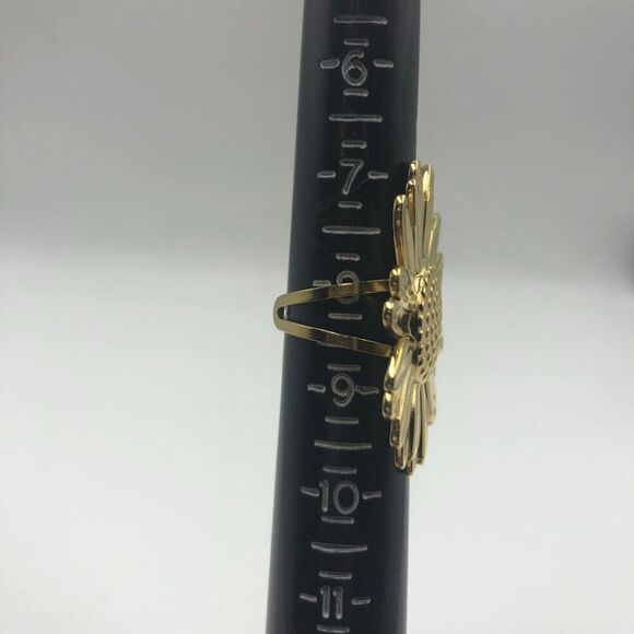 18K Gold Plated Women's Sunflower Finger Ring Open Back Floral Jewelry Bold Chic - Picture 8 of 10